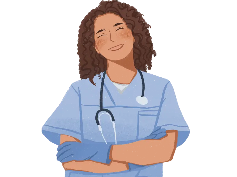 Illustration Krankenschwester, lächelnd Illustration einer lächelnden Pflegekraft mit verschränkten Armen